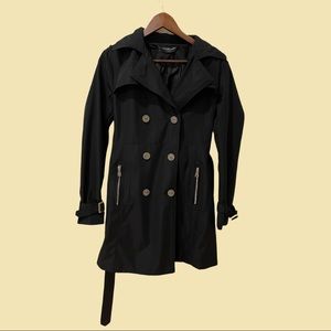 Black trench coat with belt